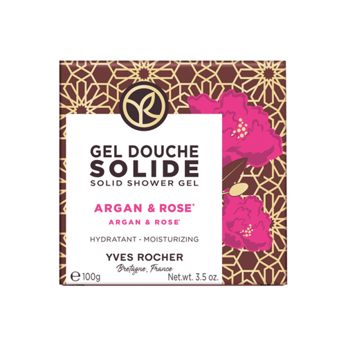 Gel de duș solid hidratant Argan & Trandafir Bio din Maroc