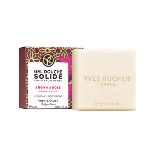 Gel de duș solid hidratant Argan & Trandafir Bio din Maroc